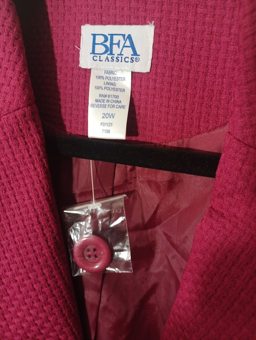 BFA Women's Structured Raspberry Blazer New 3X - Picture 3 of 11